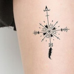 Minimalistyczna róża wiatrów na udzie